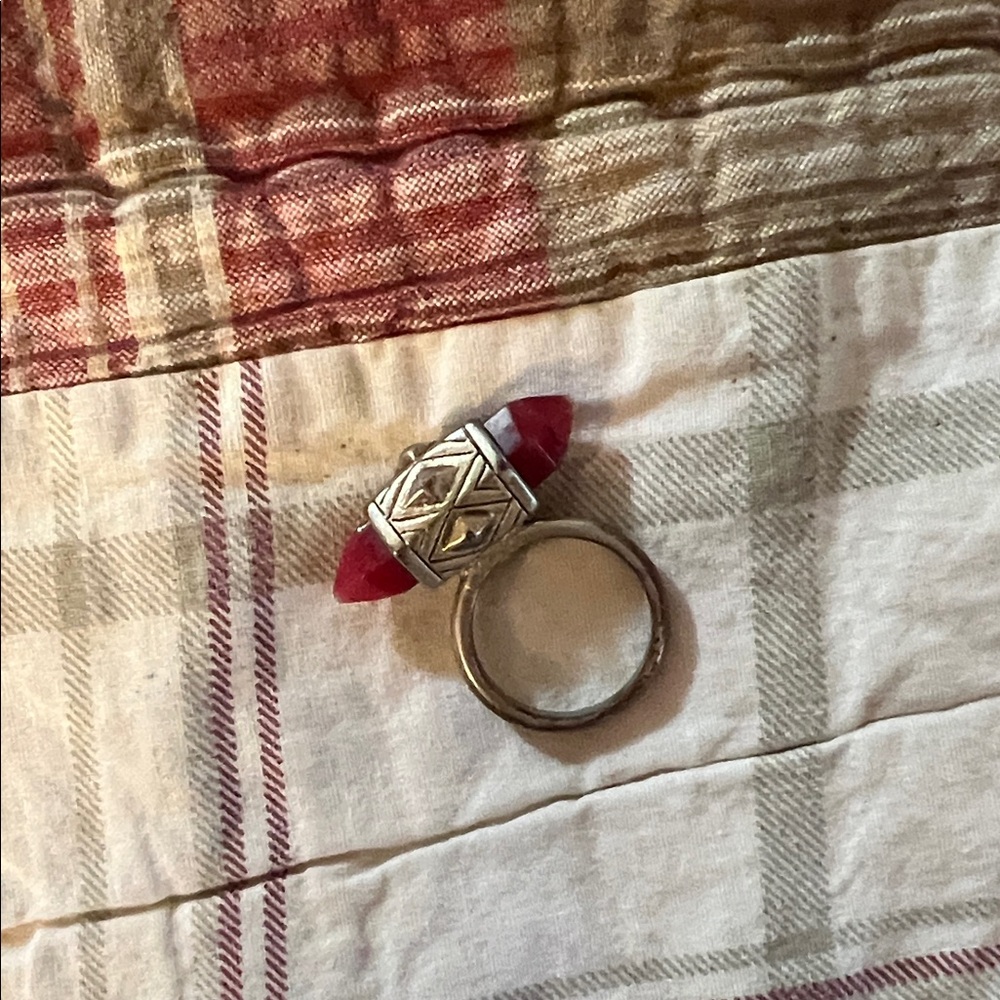 Bronze Ring with Red Stone Accents